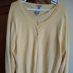 NWOT 1X/2X Butter Yellow J.Jill Cardi Sweater Set
